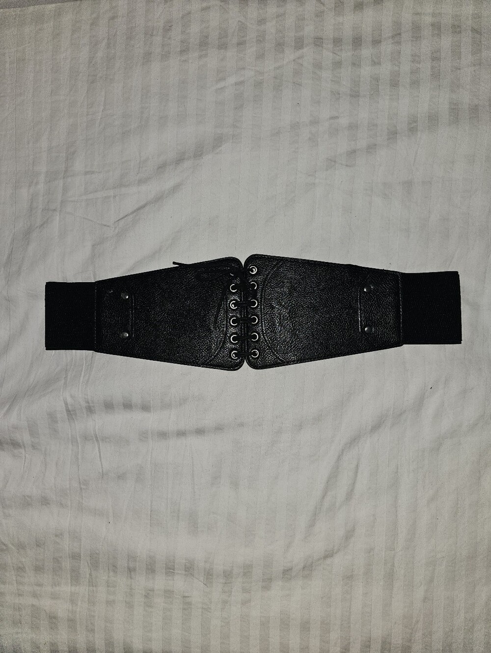 Black Wide Elastic Lace-Up Waist Belt